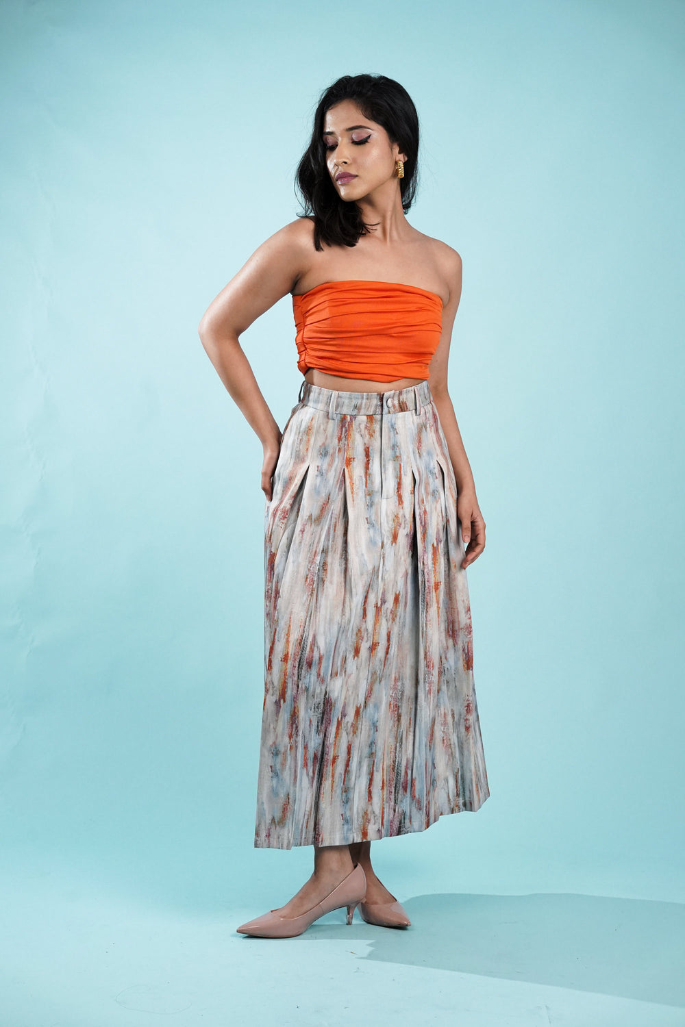 Polyester blend skirt with abstract print