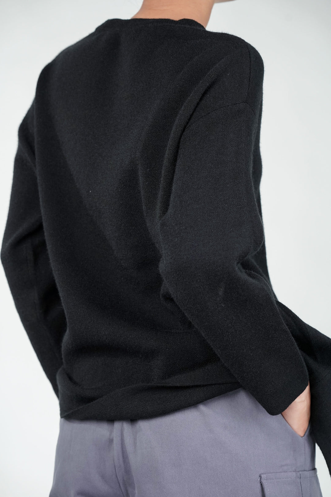 Black Zipline Geometrical Sweater