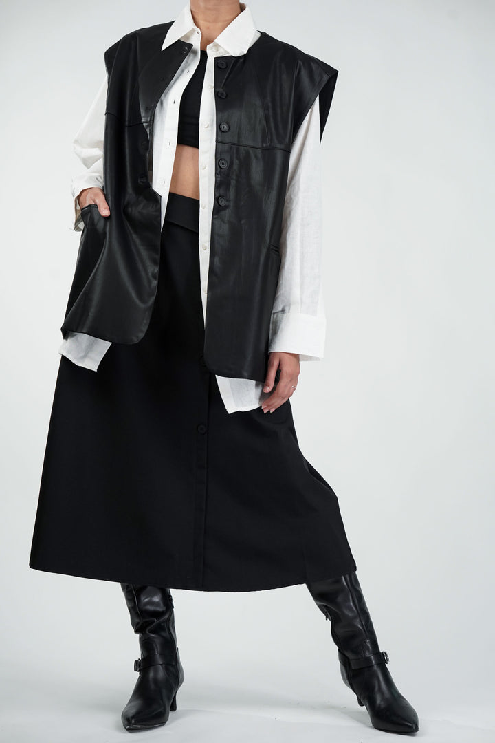 Flap & Leather Black Co Ord