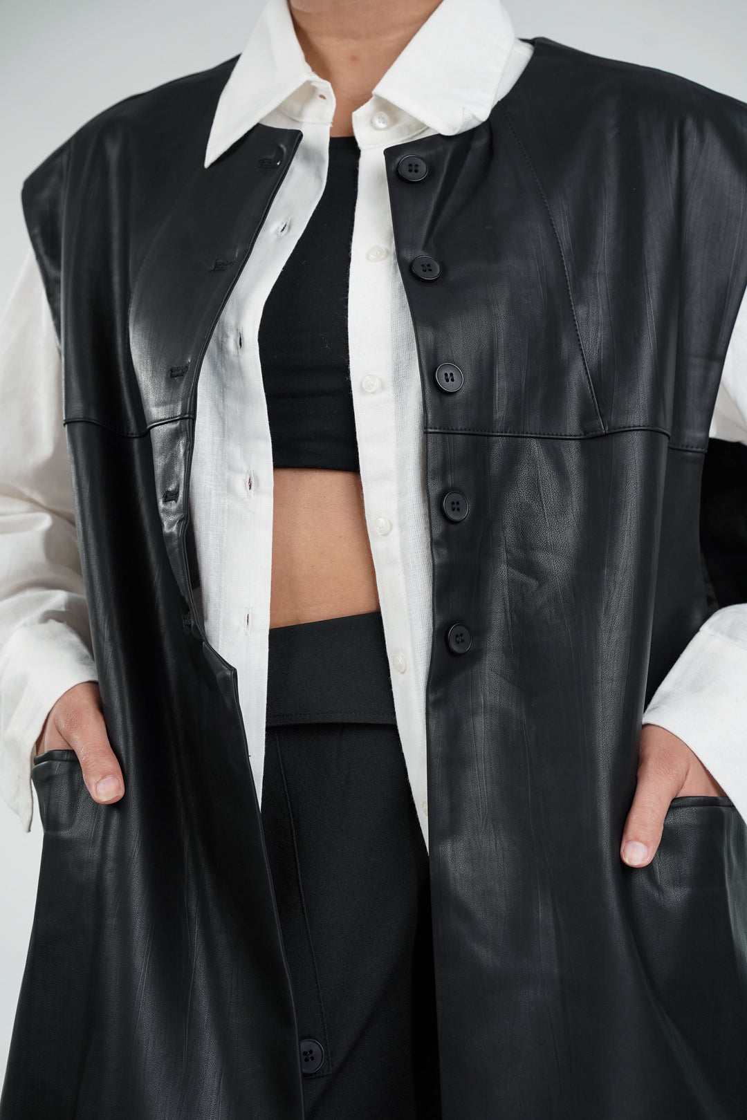 Flap & Leather Black Co Ord