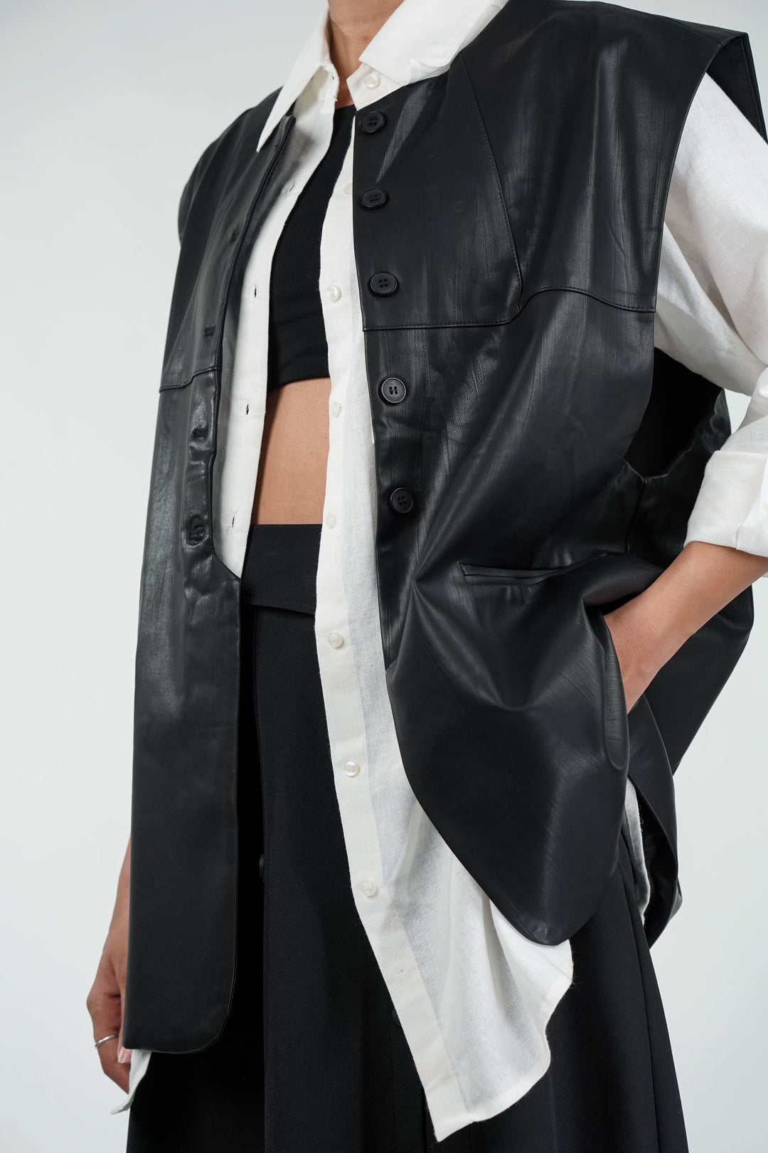 Flap & Leather Black Co Ord