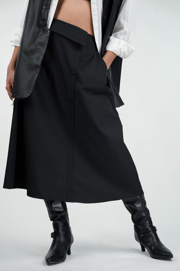 Flap & Leather Black Co Ord