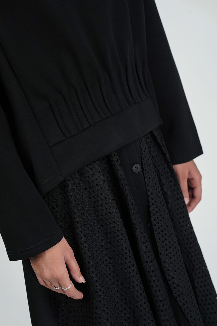 Netted Noir Black Skirt Co-ord