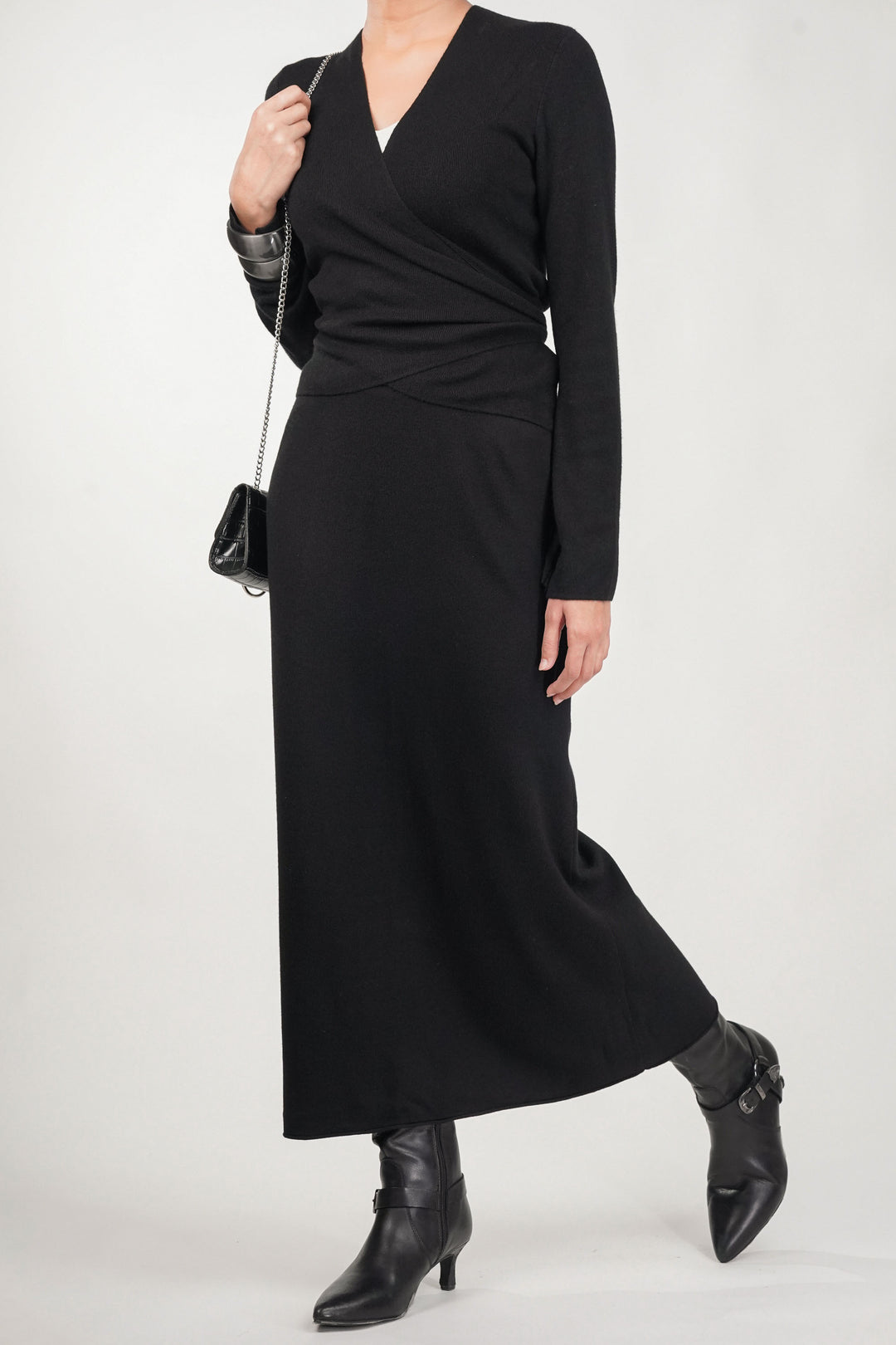 Dark Night Knit Wrap Skirt Co-Ord