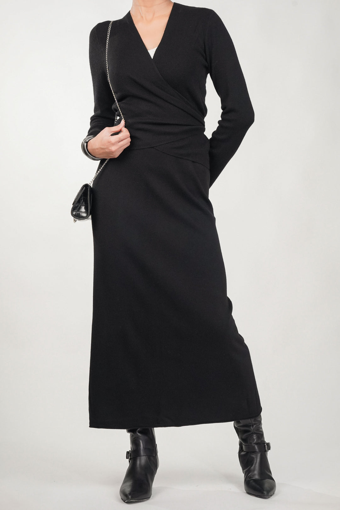 Black knit wrap skirt co-ord set