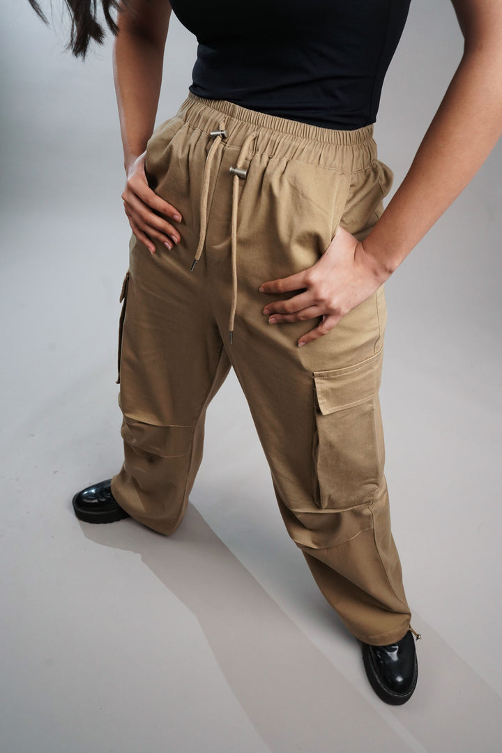 Oversized Twill Cargo Pants with Flap Pockets