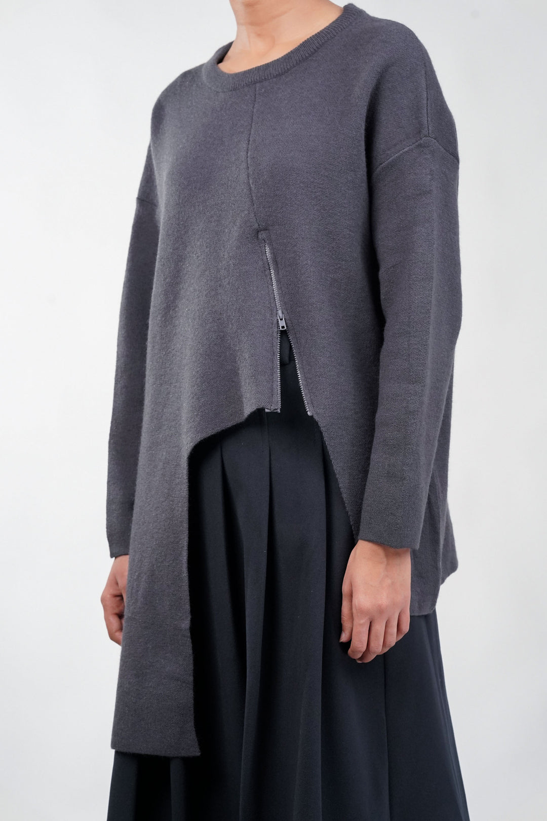 Slate Grey Framed Box knit Sweater