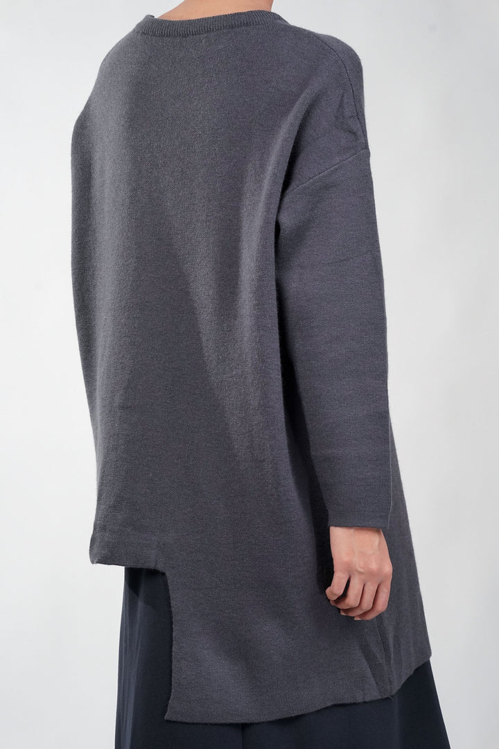 Slate Grey Framed Box knit Sweater