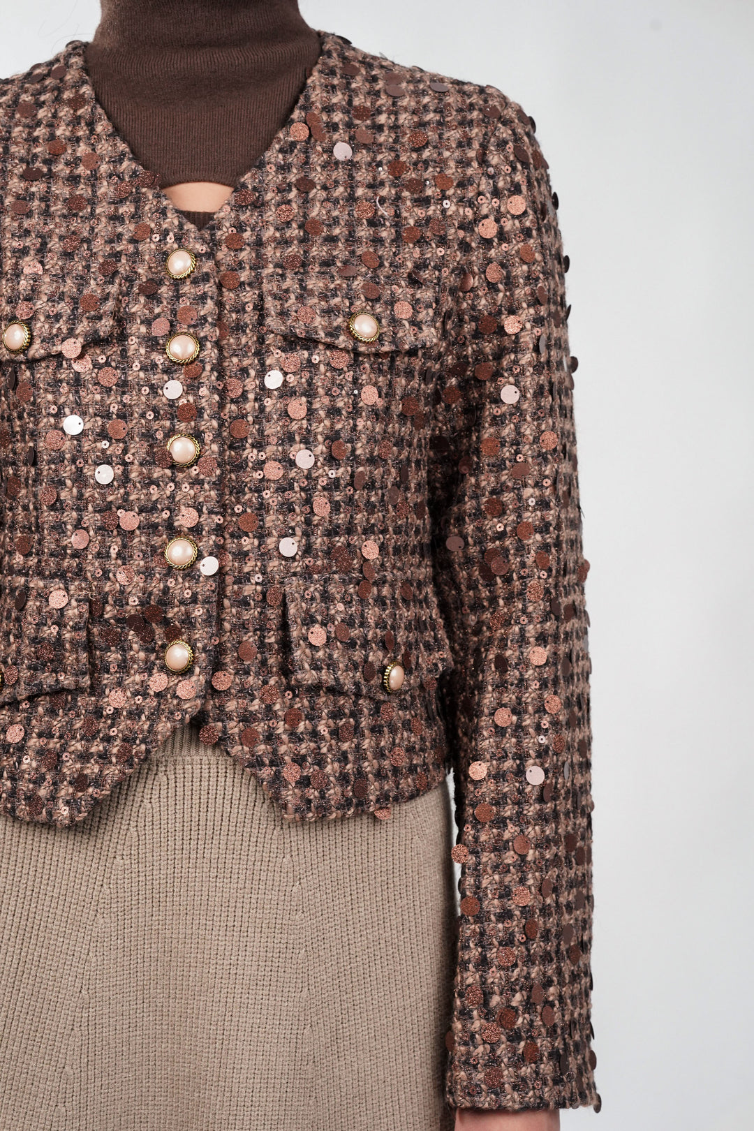 Sienna Brown Sequin Blazer