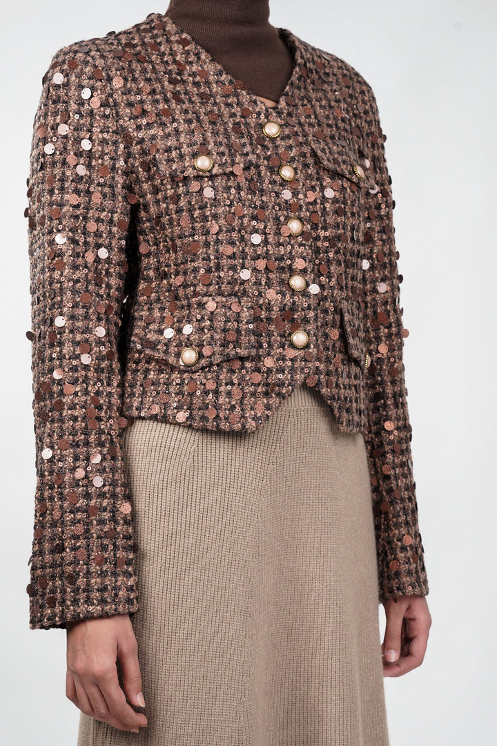 Sienna Brown Sequin Blazer