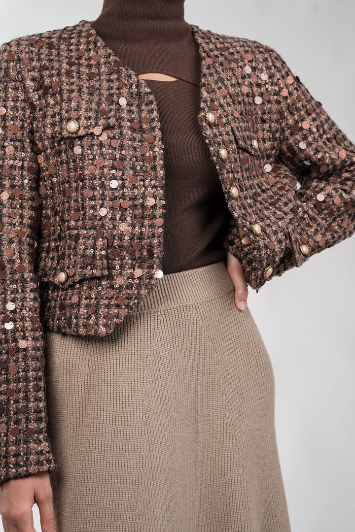 Brown sequin blazer for evening events