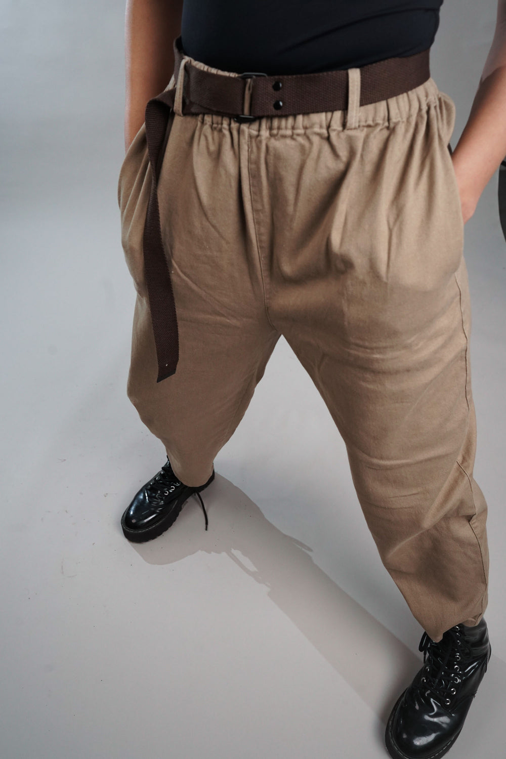 Casual wear cream pants with elasticated waist