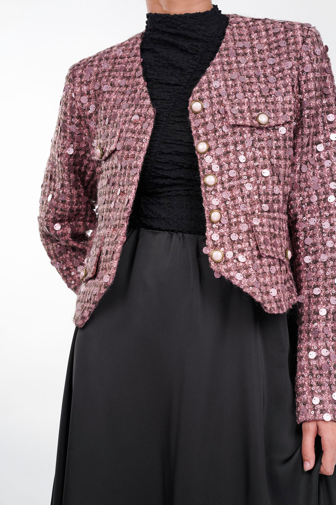 Fuchsia Pink Stardust Sequin Blazer