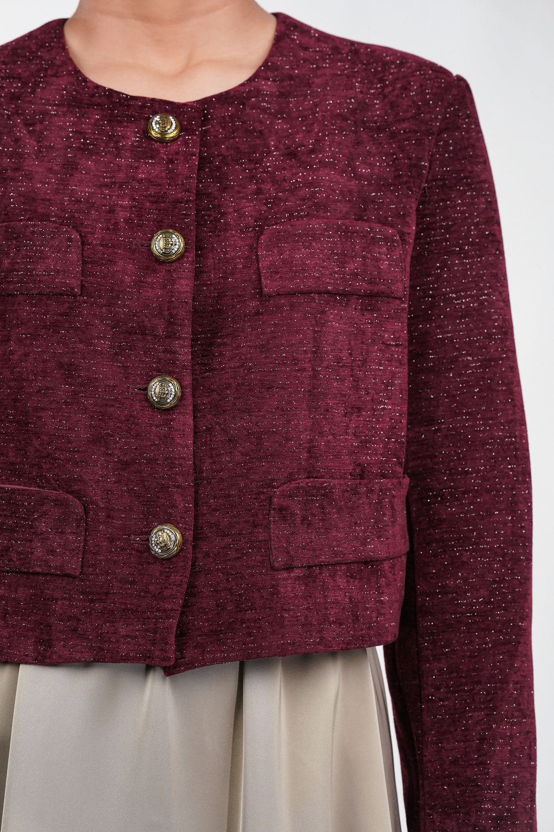 Berry Luster Velvet Blazer