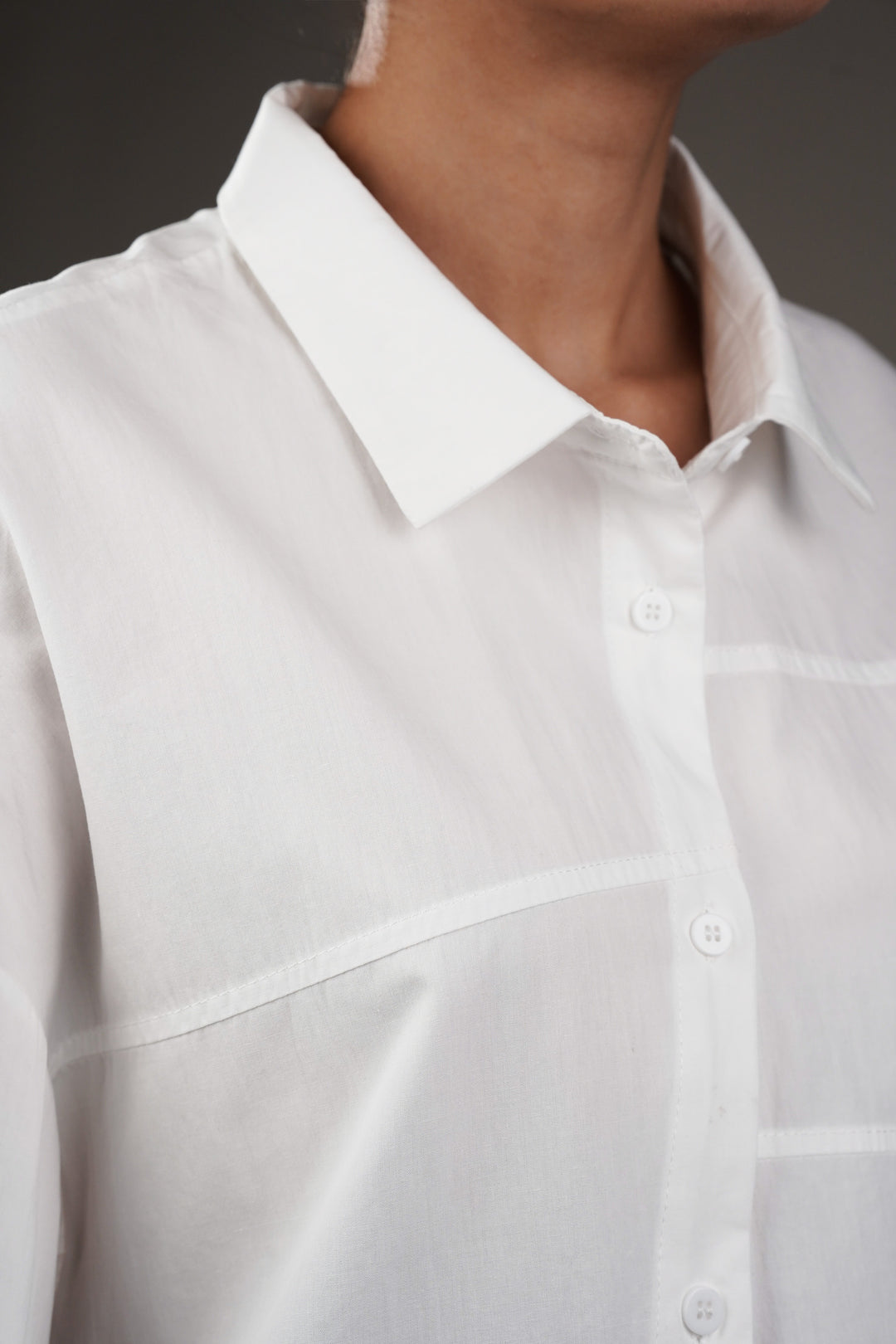 White Panel Oversized A-symmetrical Shirt