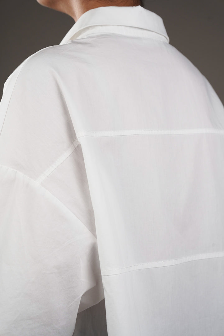 White Panel Oversized A-symmetrical Shirt