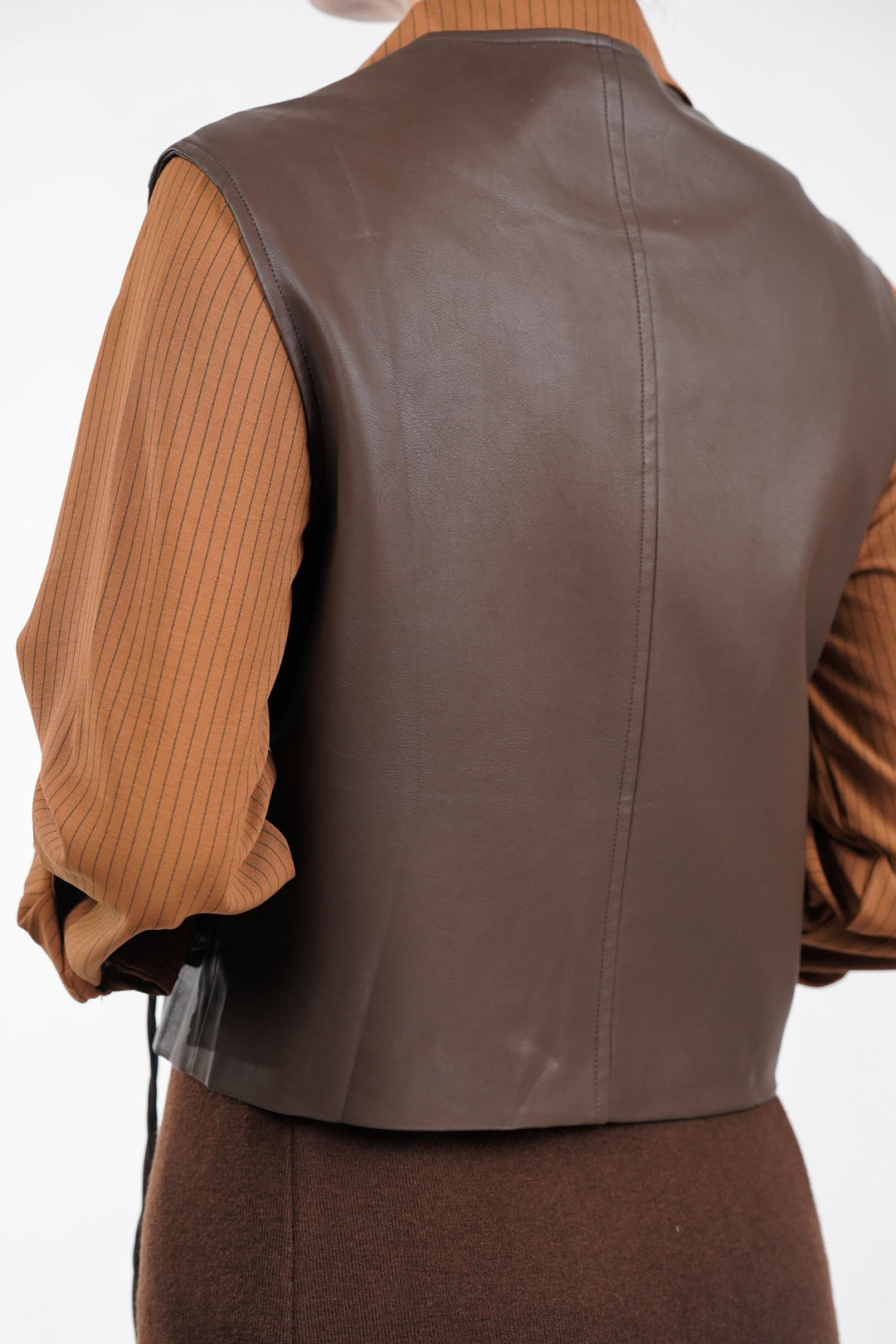 Half-Track Brown Leather Jacket