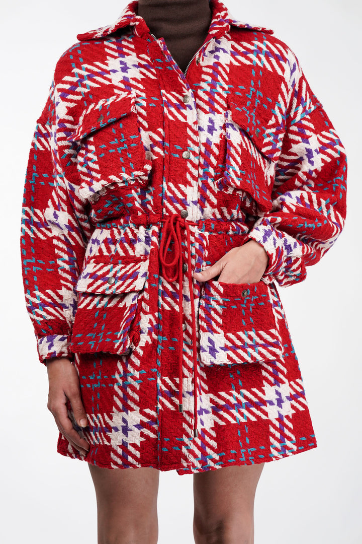 Red Rebel Oversized Tweed Shacket Dress