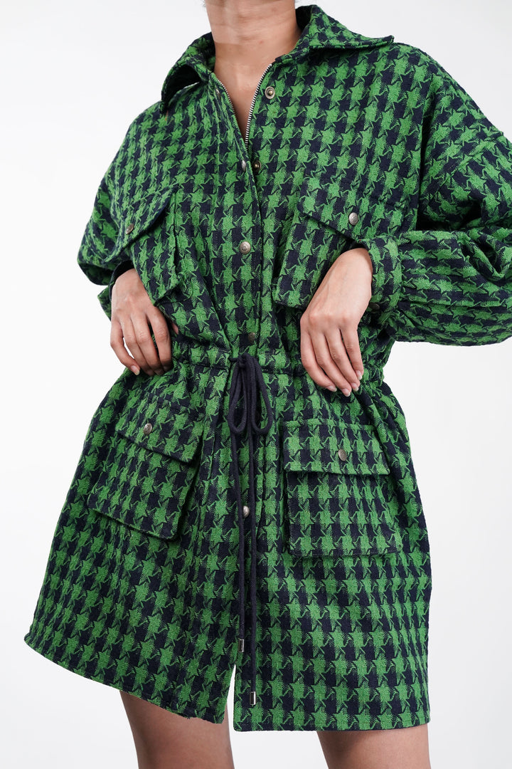 Emerald Forest Oversized Tweed Shacket Dress