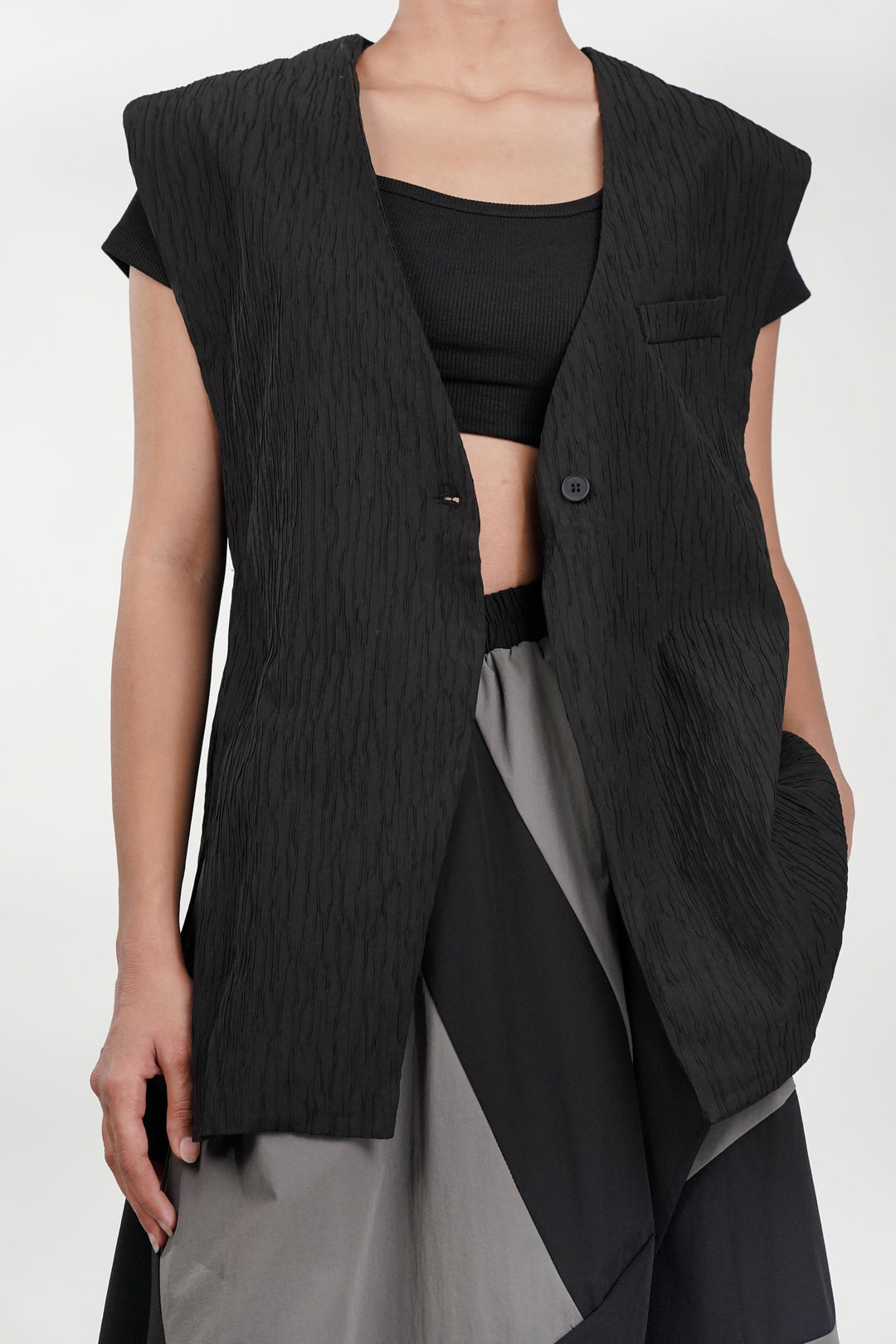 Obsidian Slit Black Waistcoat