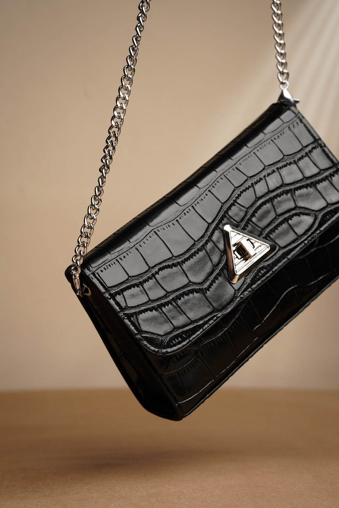 Black Alligator Waist Belt Bag