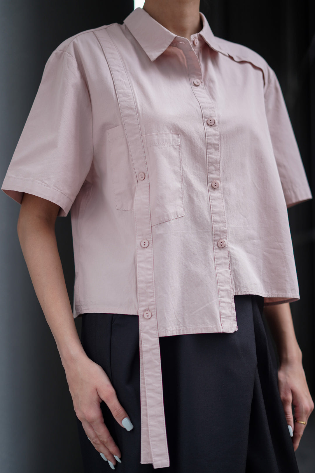 Peach Extended Flap Cotton Shirt