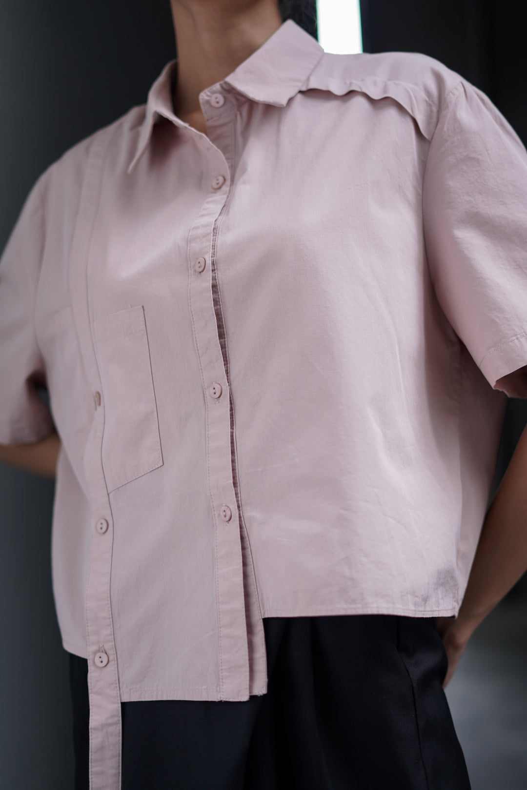 Peach Extended Flap Cotton Shirt