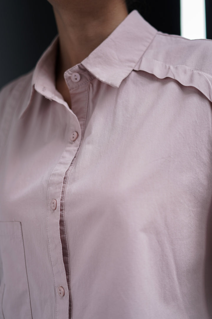 Peach Extended Flap Cotton Shirt