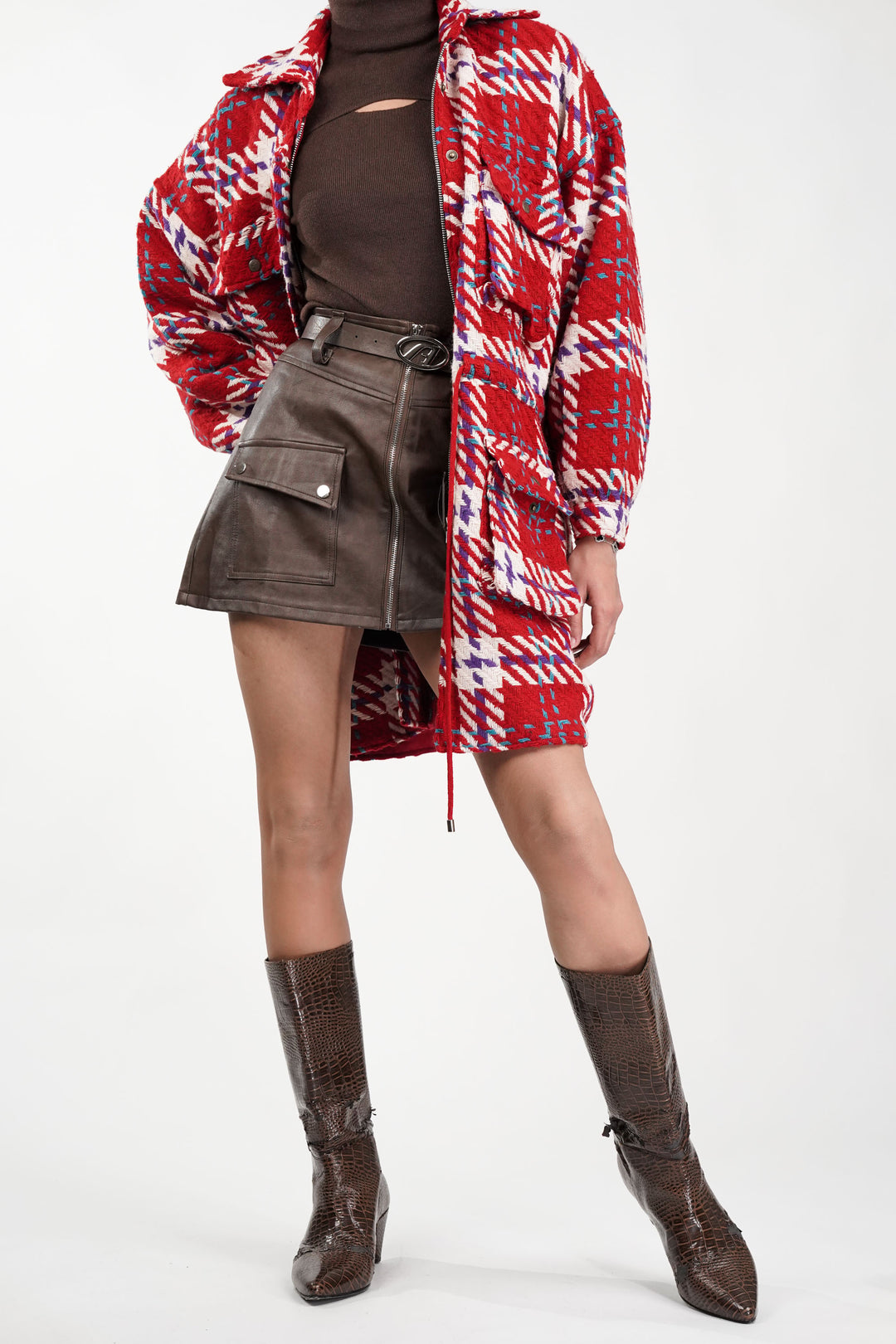 Red Rebel Oversized Tweed Shacket Dress