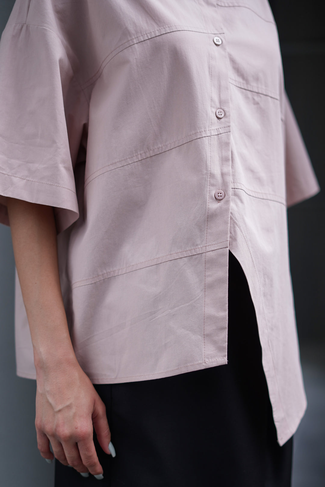 Peach Panel Oversized A-symmetrical Shirt