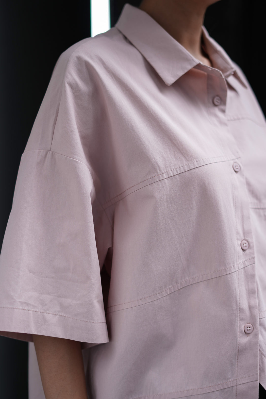 Peach Panel Oversized A-symmetrical Shirt