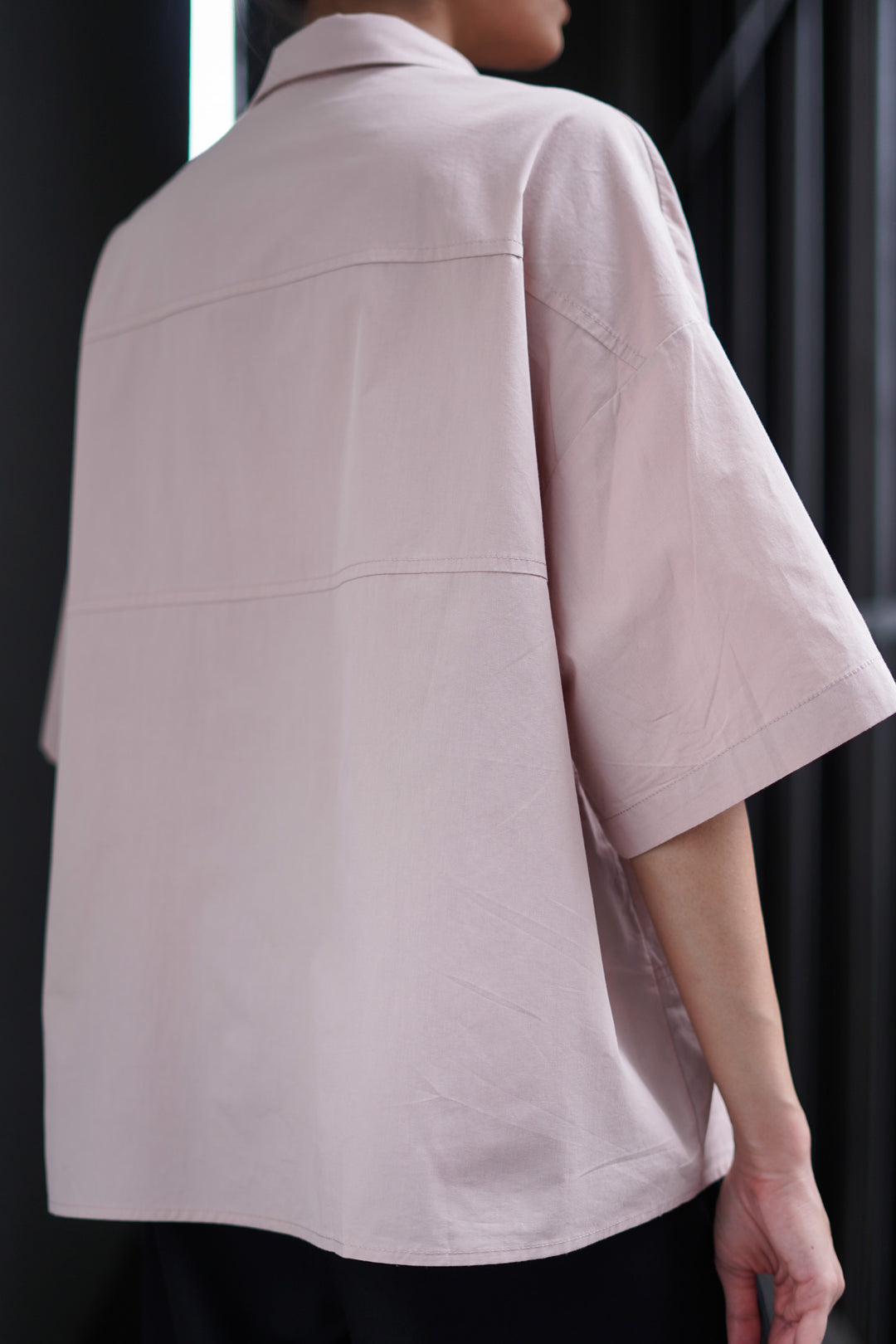 Peach Panel Oversized A-symmetrical Shirt