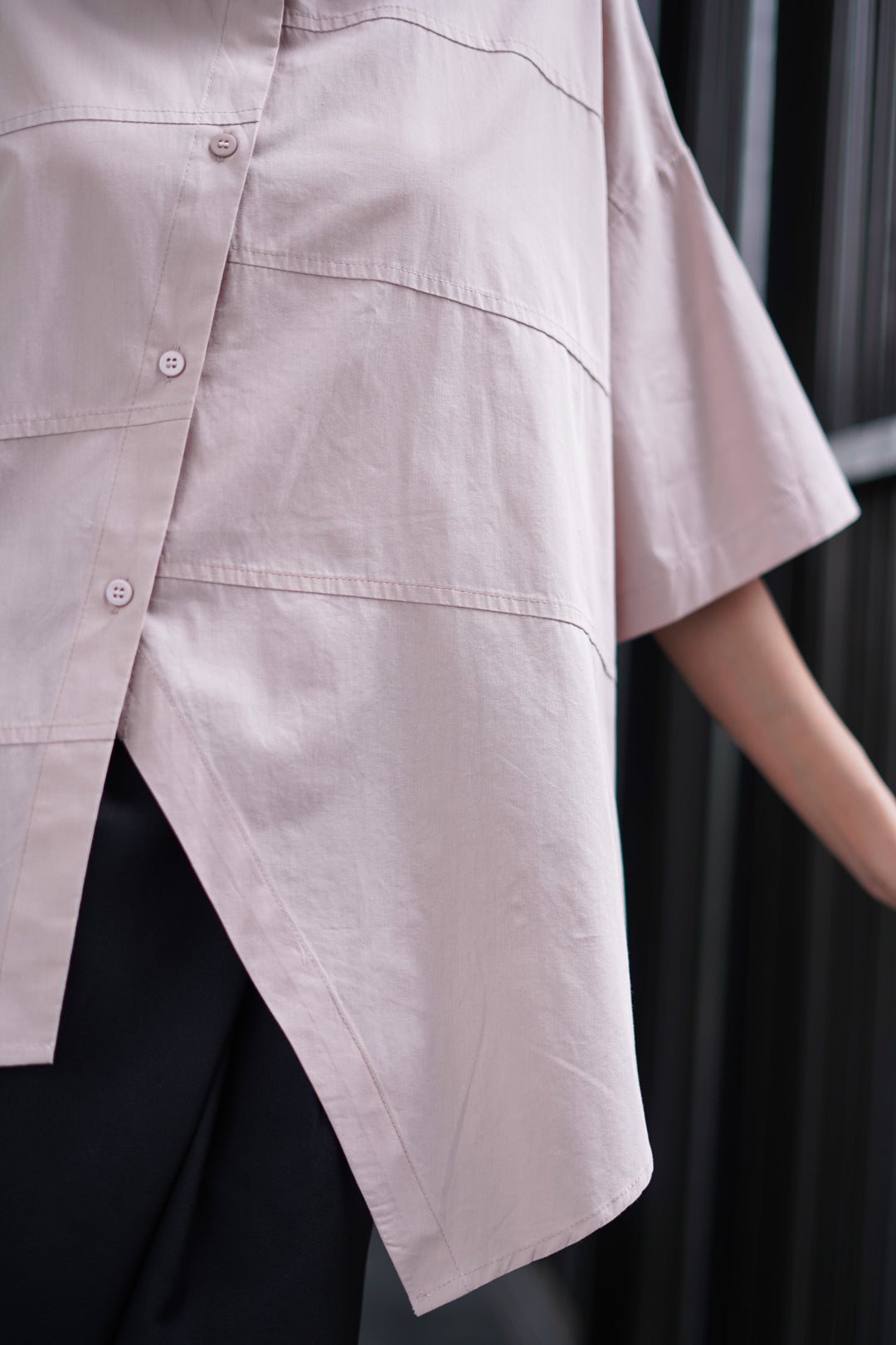 Peach Panel Oversized A-symmetrical Shirt