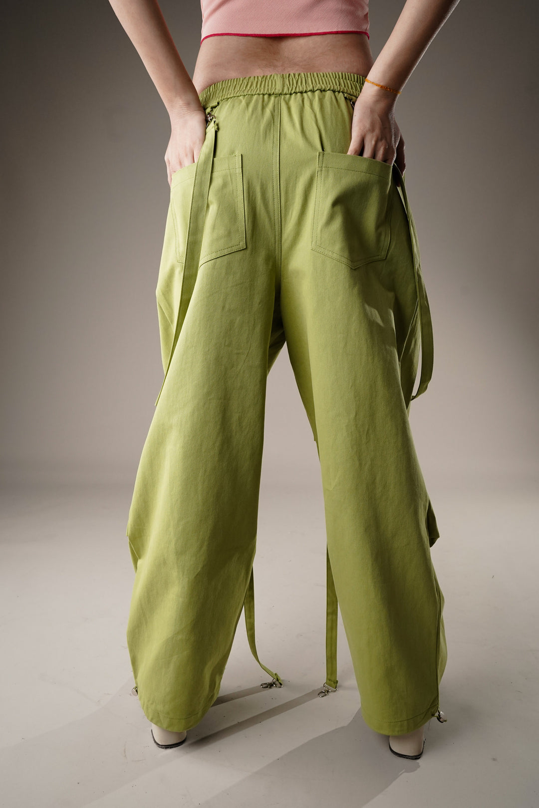 Lime cargo pants with oversized fit