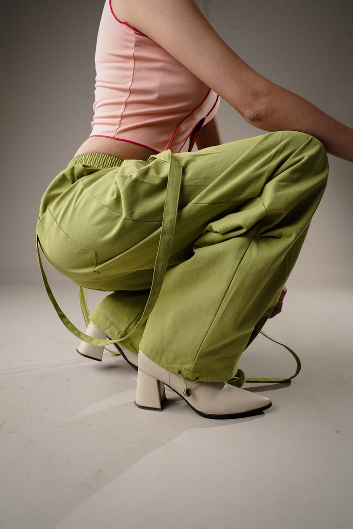 Stylish oversized cargo pants lime