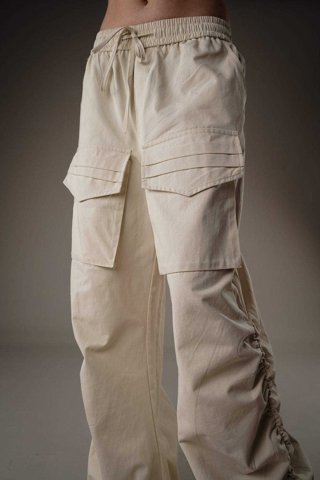 Stylish beige cargo trousers for women