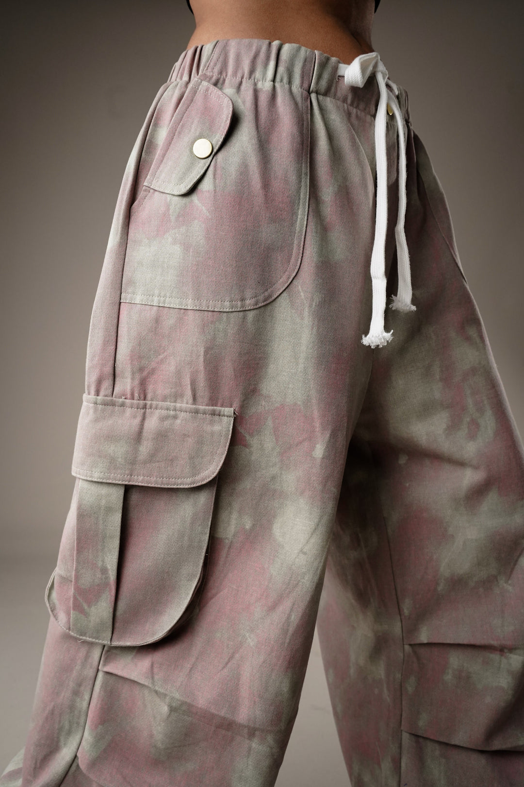 Pink and grey streetwear cargo pants