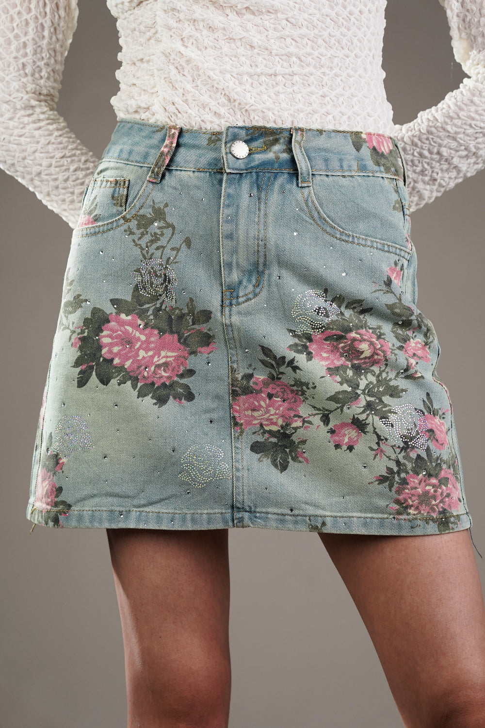 Floral Denim skirt for women