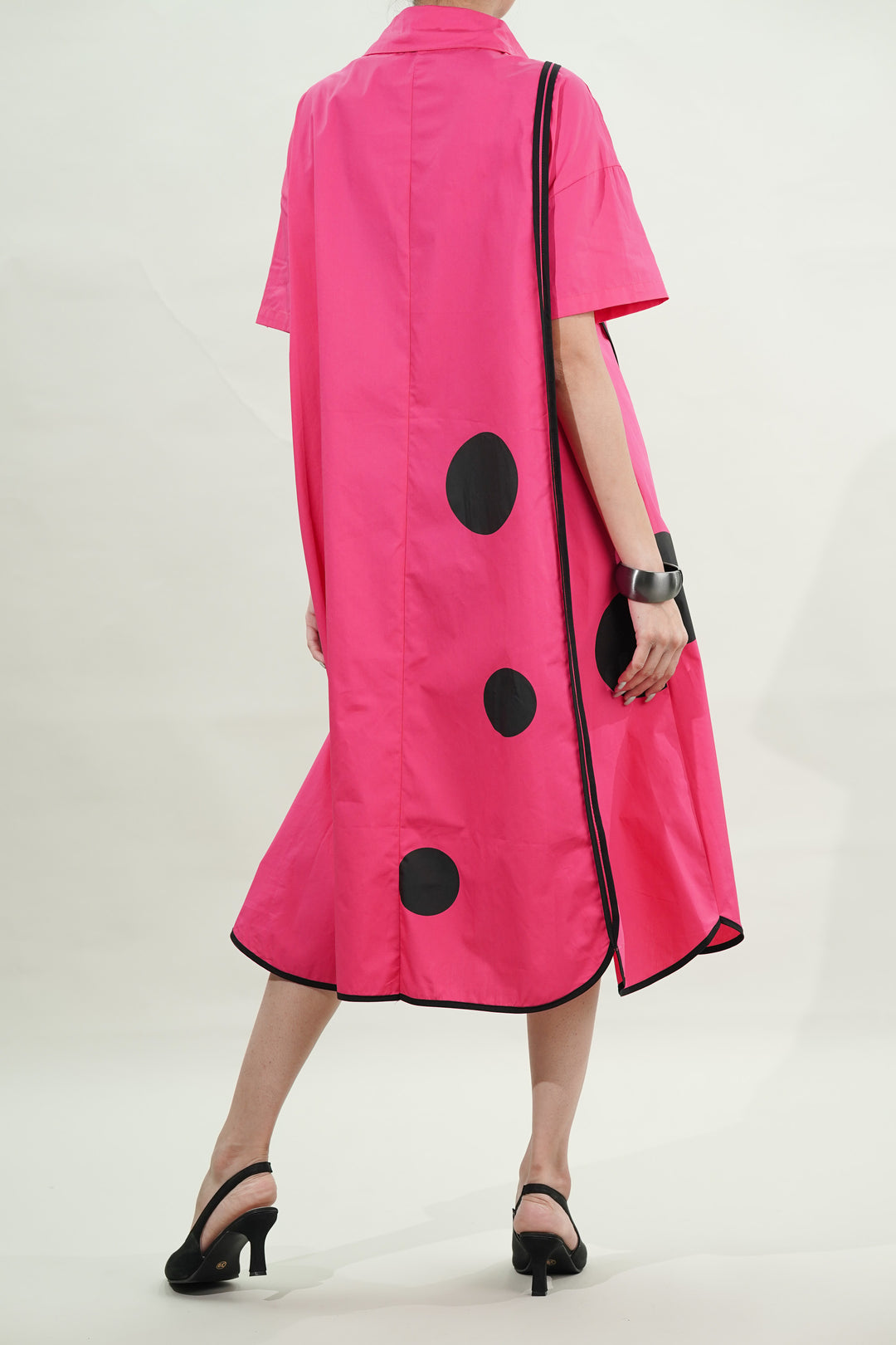 Pink Panel Dress With Asymmetrical Hem