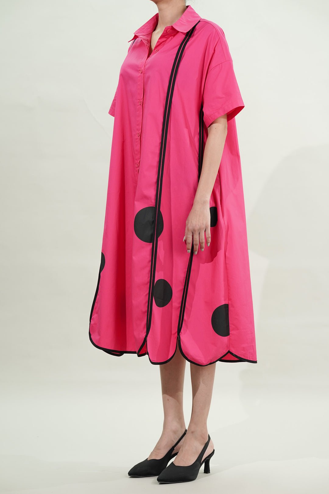 Pink Panel Dress With Asymmetrical Hem