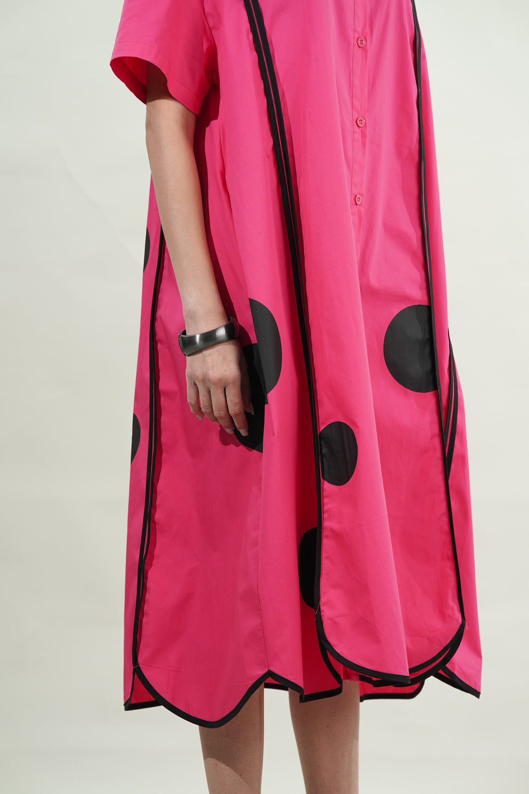 Pink Panel Dress With Asymmetrical Hem