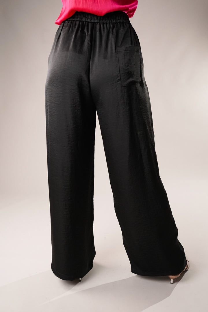 Black wide leg satin trousers for all occasions