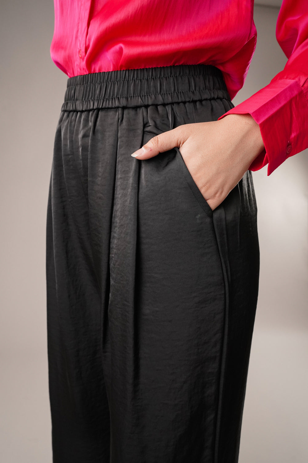 Wide leg satin pants for formal occasions