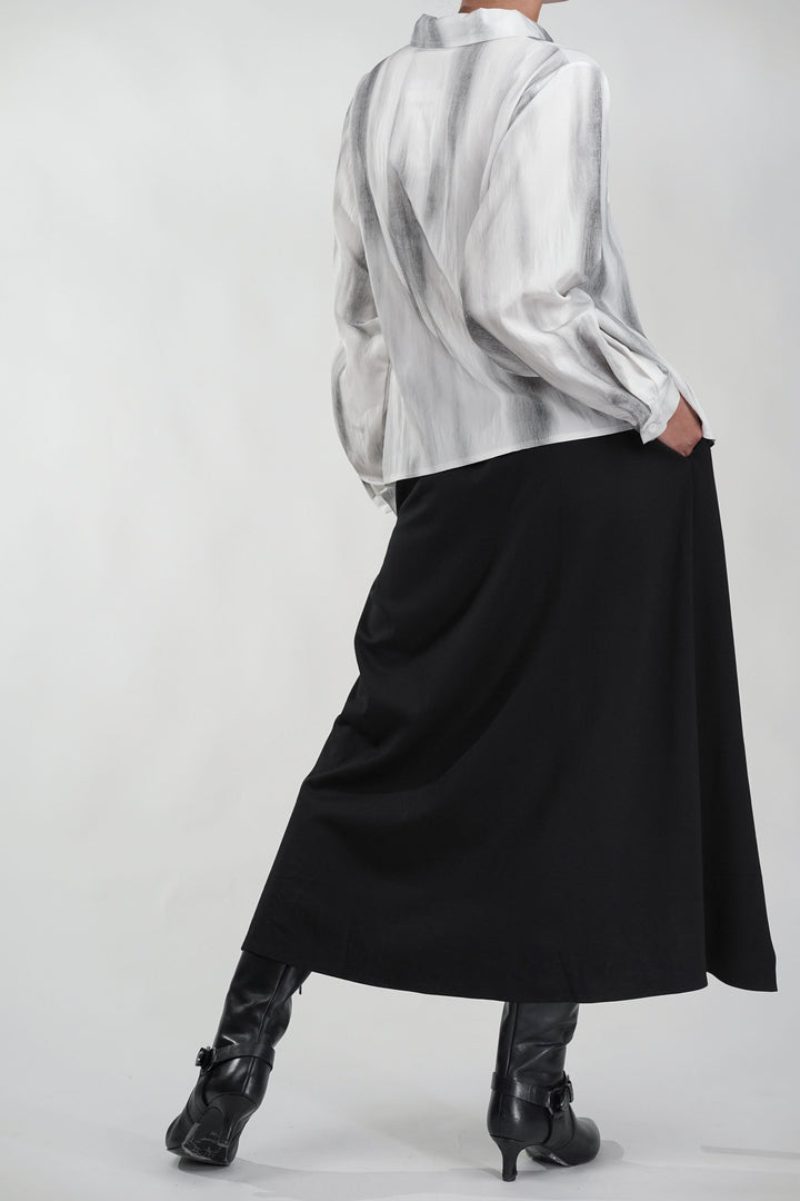 Charcoal Drift Asymmetric Skirt Co-ord