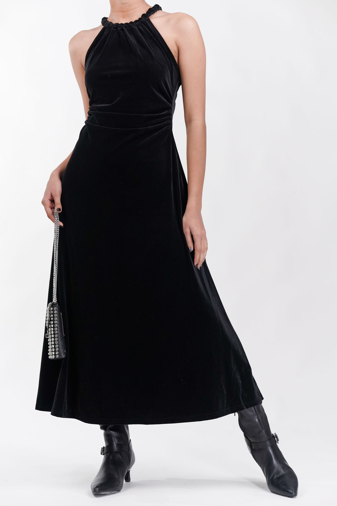 Midnight Luxe Black Velvet Dress