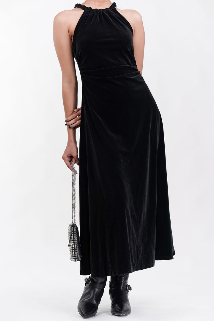 Midnight Luxe Black Velvet Dress