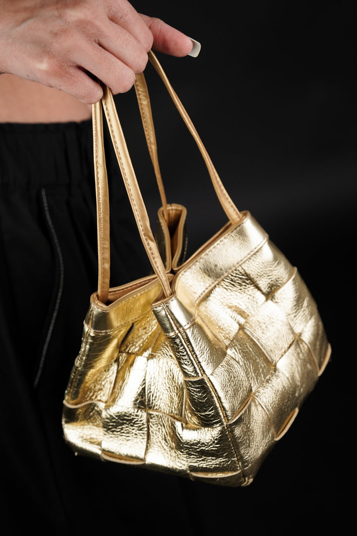 Golden Luxe Bucket Bag with Sling