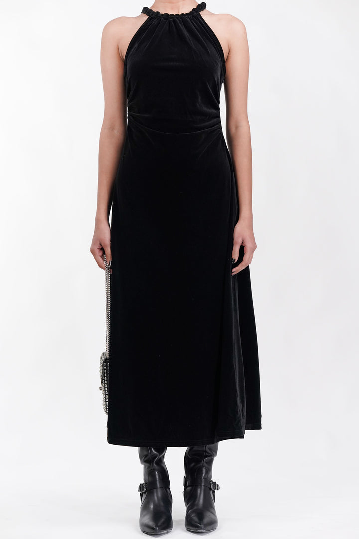 Midnight Luxe Black Velvet Dress