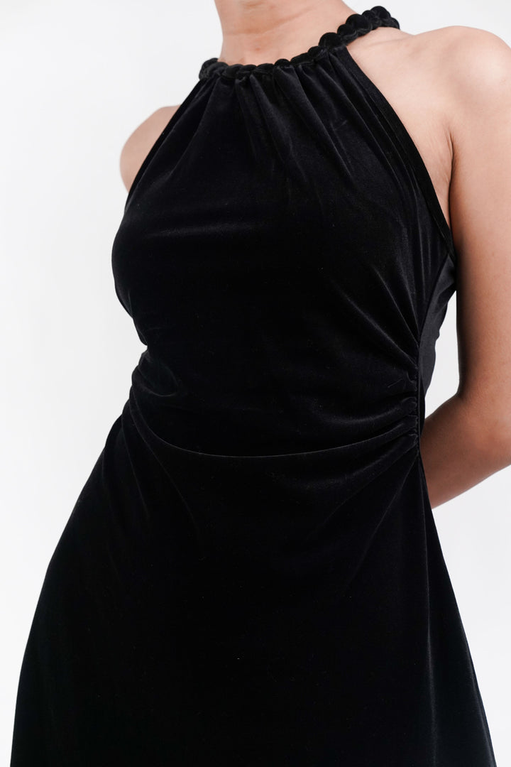 Midnight Luxe Black Velvet Dress