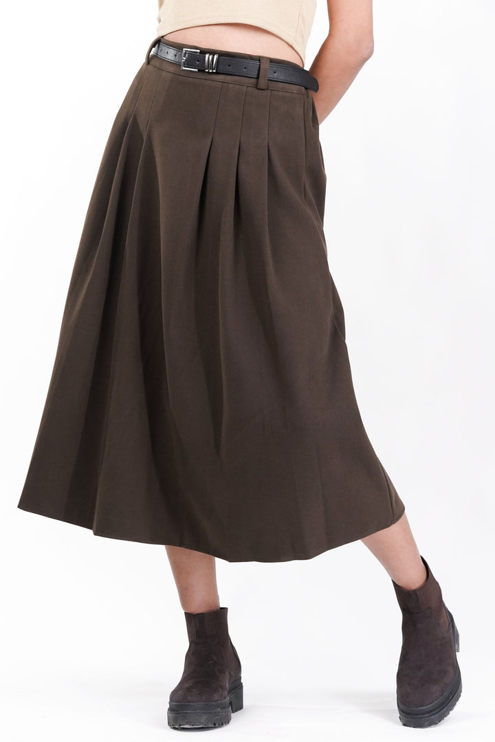 Hazel Suede Pleated Skirt